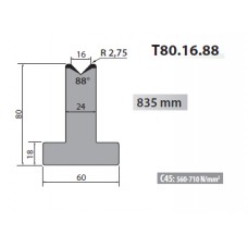 T80-16-88 rolleri Single Vee Die 16mm Vee 88 Degree 80mm H
